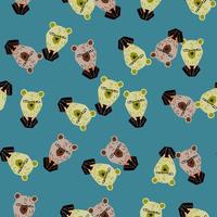 Random pale business bear with glasses and tuxedo shapes seamless pattern. Blue background. vector