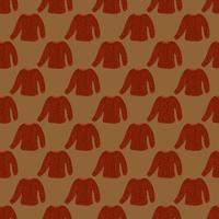 Scandi outfit seamless pattern with cozy sweater ornament. Beige background. Winter backdrop. vector