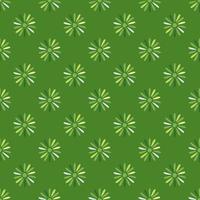 Field nature seamless pattern with geometric ditsy flower shapes ornament. Bright green background. vector