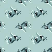 Seamless pattern cow on blue background. Texture of farm animals for any purpose. vector