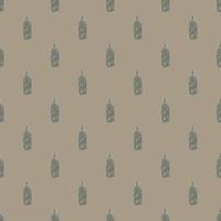 Seamless pattern retro chinese bottle on dark beige background. Geometrical texture template for menu restaurant. vector