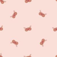 Mask deer brown chaotic seamless pattern on pastel pink background. Children graphic design element for different purposes. vector