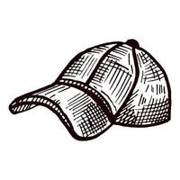 Baseball cap sketch isolated. Casual modern headwear in hand drawn style. vector