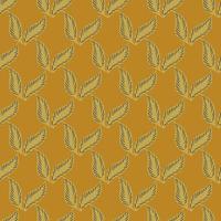 Nature seamless pattern with abstract seasonal leaf ornament. Orange background. Nature backdrop. vector