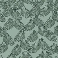 Botany seamless pattern with decorative fern leaf ornament. Blue pale background. Abstract doodle backdrop. vector