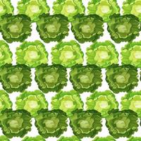 Seamless pattern Butterhead salad on white background. Simple ornament with lettuce. vector