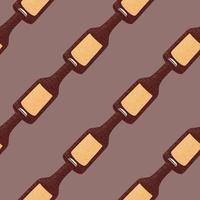 Bottle alcohol seamless pattern. Hand drawn background for menu. vector