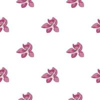 Decorative seamless pattern with isolated pink orchid flowers. Pink outline print. vector