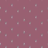 Abstract little crocus flowers seamless pattern in hand drawn style. Pale purple background. Botanic art. vector