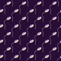 Floral seamless pattern with small abstract poppy bud flowers shapes. Dark purple background. Nature print. vector