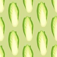 Seamless pattern Chicory cabbage on pastel green background. Simple ornament with lettuce. vector