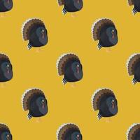 Seamless pattern Turkey yellow background. Texture of farm bird for any purpose. vector