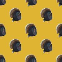 Seamless pattern Turkey yellow background. Texture of farm bird for any purpose. vector