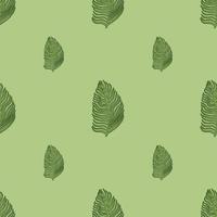 Organic palm leaf seamless pattern with hand drawn foliage print. Simple color background. Vector illustration for seasonal textile.