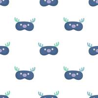 Head deer blue color geometric seamless pattern on white background. vector