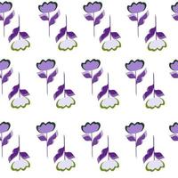 Purple decorative seamless pattern with flowers hand drawn ornament. Isolated simple print. Bloom ornament. vector