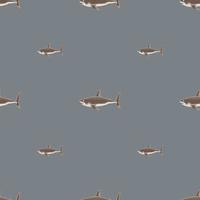 Seamless pattern shark on gray background. Texture of brown marine fish for any purpose. vector