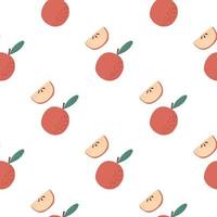 Food seamless pattern with red pastel apple ornament. White background. Fruit backdrop. vector