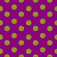 Bright seamless pattern with green simple lime slices ornament. Pink background. Natural print. vector