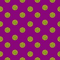 Bright seamless pattern with green simple lime slices ornament. Pink background. Natural print. vector