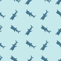 Basking shark seamless pattern in scandinavian style. Marine animals background. Vector illustration for children funny textile.