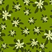 Random abstract botanic seamless pattern in green colors palette. Cartoon flora backdrop. vector