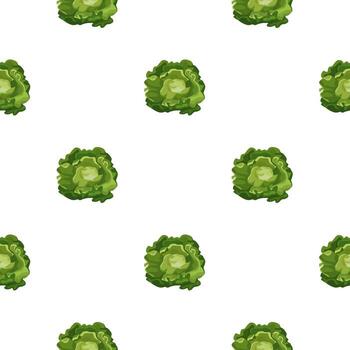 Seamless pattern Butterhead salad on white background. Simple ornament with lettuce. vector