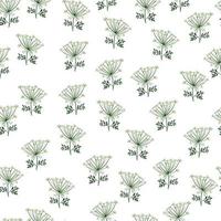 Hand drawn seamless pattern with blue colored random dill umbrella elements. Isolated botany shapes print. vector