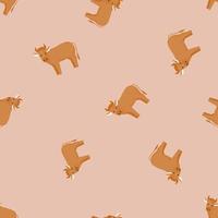 Seamless pattern of bull. Domestic animals on colorful background. Vector illustration for textile.