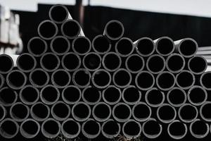 Metal pipes on the construction site photo