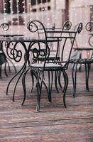 metal chairs on terrace photo