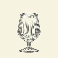 Empty glass of beer isolated on white background. Hand drawn beer glass. vector