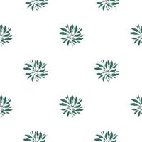 Isolated seamless pattern with navy blue doodle botanic leaves ornament. White background. Abstract print. vector