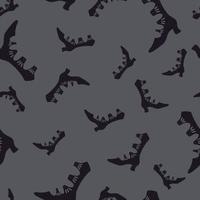 Random women boots seamless doodle pattern. Dark grey background. Fashion style backdrop. vector