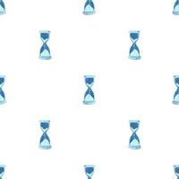 Isolated seamless hourglass clock pattern. Hand drawn doodle ornament. Retro blue elements. vector