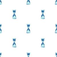 Isolated seamless hourglass clock pattern. Hand drawn doodle ornament. Retro blue elements. vector