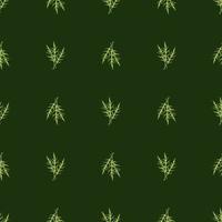 Seamless pattern bunch arugula salad on dark background. Minimalistic ornament with lettuce. vector