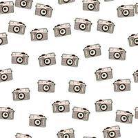 Photo camera vintage seamless pattern. Retro photo cameras design. Repeated texture in doodle style. vector