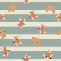Fox pattern seamless in freehand style. Head animals on colorful background. Vector illustration for textile.