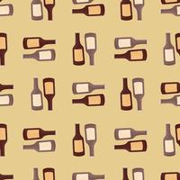 Bottle alcohol seamless pattern. Hand drawn background for menu. vector