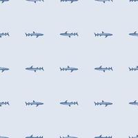 Reef shark seamless pattern in scandinavian style. Marine animals background. Vector illustration for children funny textile.