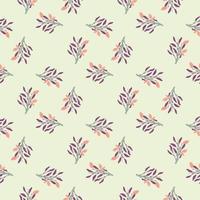 Lemonade seamless pattern with purple leaves and pink lemons abstract food print. Light grey background. vector