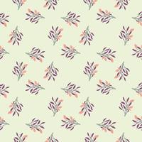 Lemonade seamless pattern with purple leaves and pink lemons abstract food print. Light grey background. vector