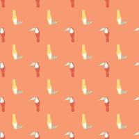 Cartoon seamless pattern in cartoon style with simple toucan birs shapes. Pink background. vector