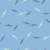 Saw shark seamless pattern in scandinavian style. Marine animals background. Vector illustration for children funny textile.