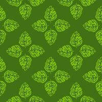 Geometric seamless pattern in simple design with monstera foliage silhouettes. Green palette artwork. vector