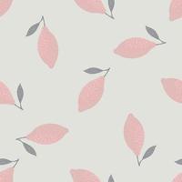 Seamless pattern with random doodle lemon pastel pink ornament. Light grey background. vector