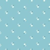 Apple little ornament seamless harvest pattern. Blue background. Fruit simple design. vector