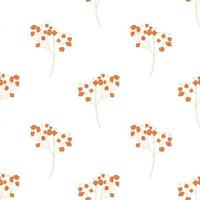 Isolated seamless pattern with doodle red gypsophila flowers ornament. Nature botanic backdrop. vector