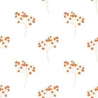 Isolated seamless pattern with doodle red gypsophila flowers ornament. Nature botanic backdrop. vector